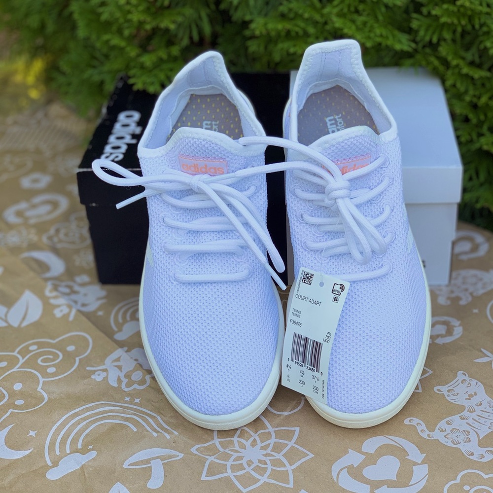 Adidas Court Adapt White/Dust Pink Women’s 6 NWT